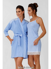Комплект халат и ночная сорочка Ellen, Blue leaves