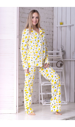 Пижама женская утепленная фланелевая MiaNaGreen П1021,Лимоны